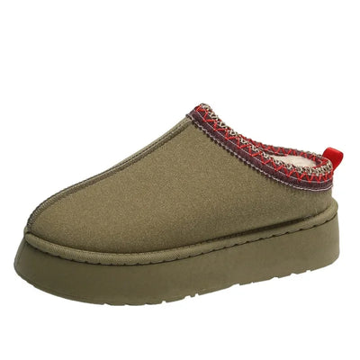 Women’s Snow Boots – Platform Sole – Fleece Upper – Faux Fur Lining – Ankle Length
