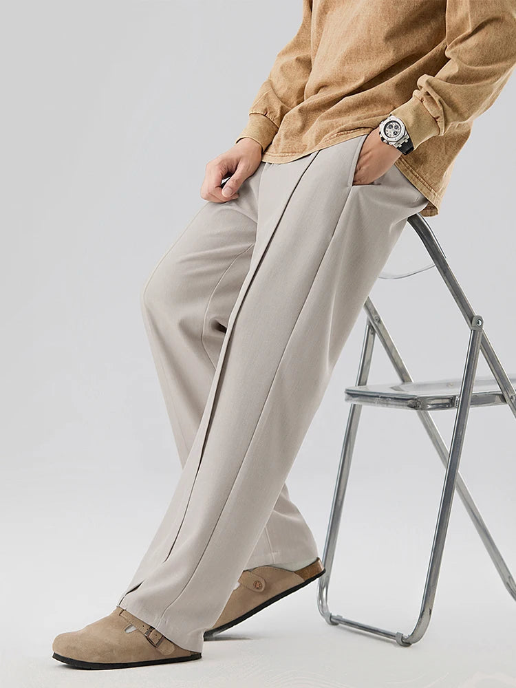 Men's wide leg pleated trousers