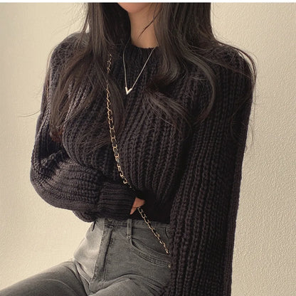 Women's elegant winter long sleeve pullover sweater