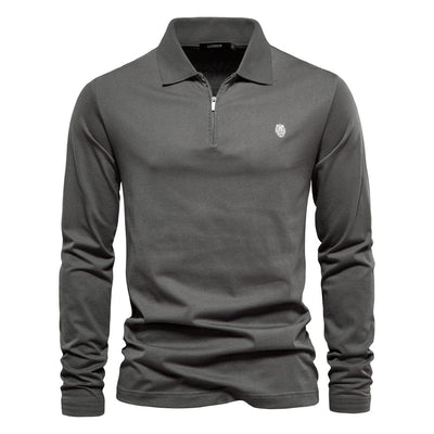 Men’s Long Sleeve Polo Shirt - Half Zip - Smart Casual - Structured Collar