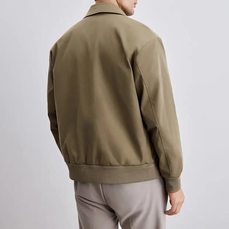 Men’s Jacket – Relaxed Fit – Classic Collar – Button Front – Ribbed Cuffs – Side Pockets