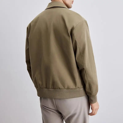 Men’s Jacket – Relaxed Fit – Classic Collar – Button Front – Ribbed Cuffs – Side Pockets