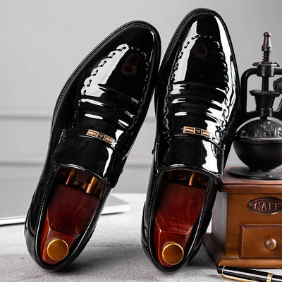 Men’s Patent Leather Loafers – Slip-On Formal Shoes – Elegant & Polished Finish