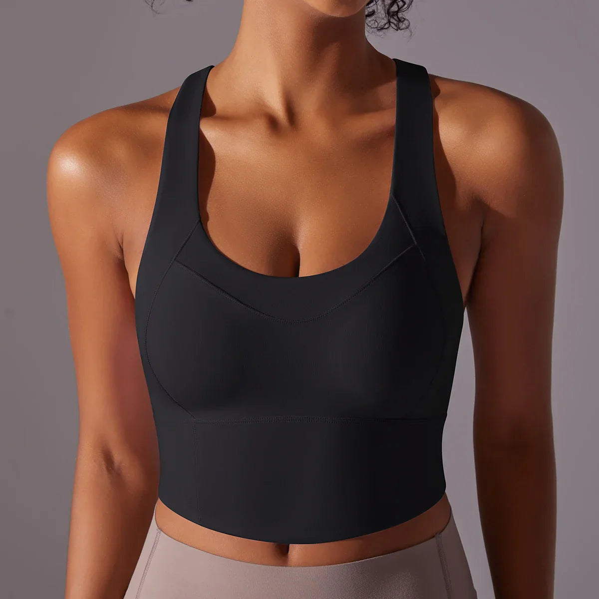 Women’s Sports Bra – Snug Fit – Racerback – Scoop Neck – Breathable Stretch Blend