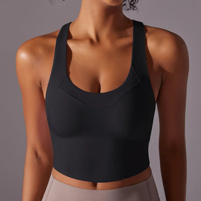 Women’s Sports Bra – Snug Fit – Racerback – Scoop Neck – Breathable Stretch Blend