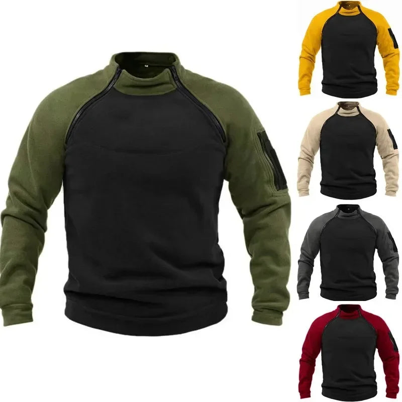 Heren lange mouwen color block sweatshirt met zak