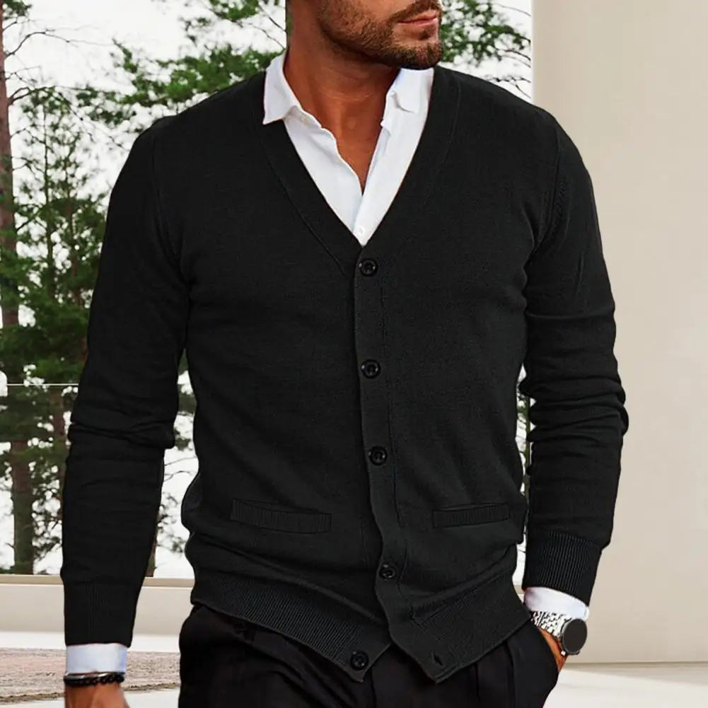 Men's casual knitted v-neck cardigan