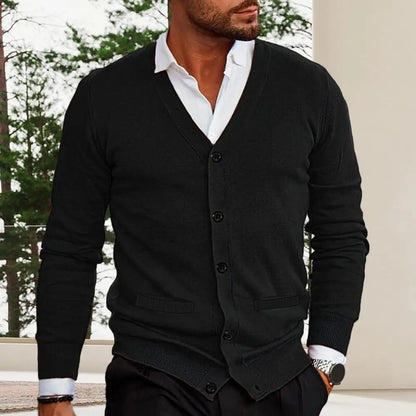 Men's casual knitted v-neck cardigan