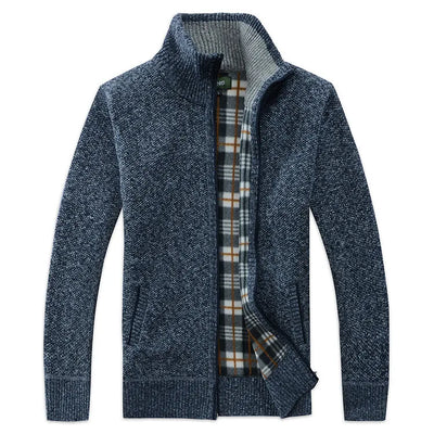 Men's knitted jacket with lapel collar