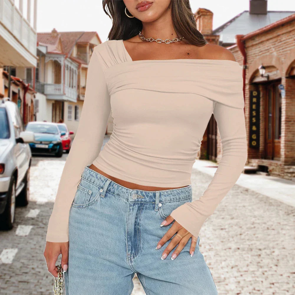 Off-Shoulder Ribbed Knit Top for Women