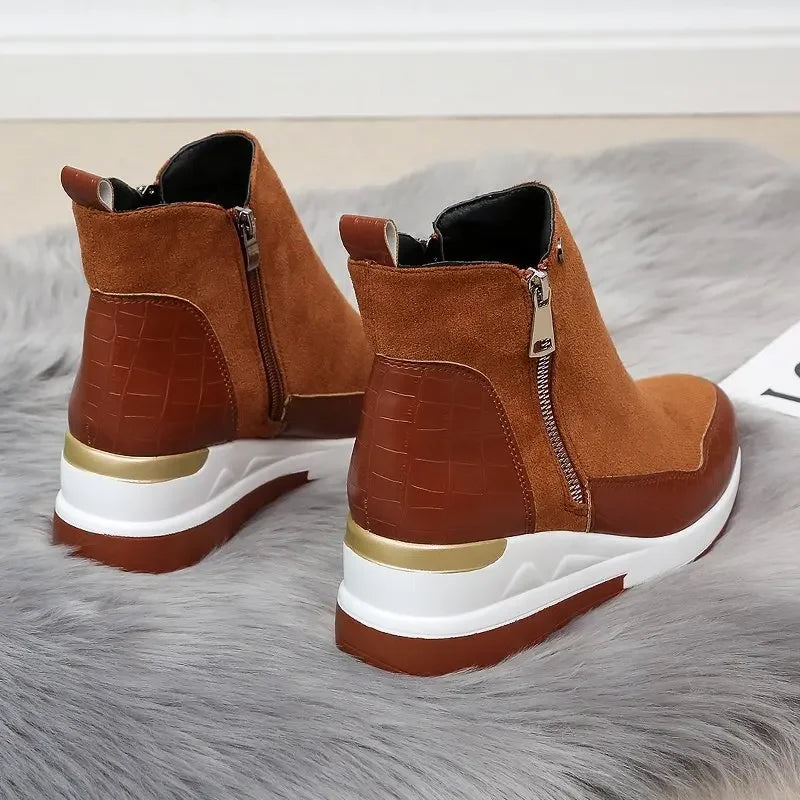 Trendy wedge laarzen voor dames in verschillende kleuren met ritssluiting