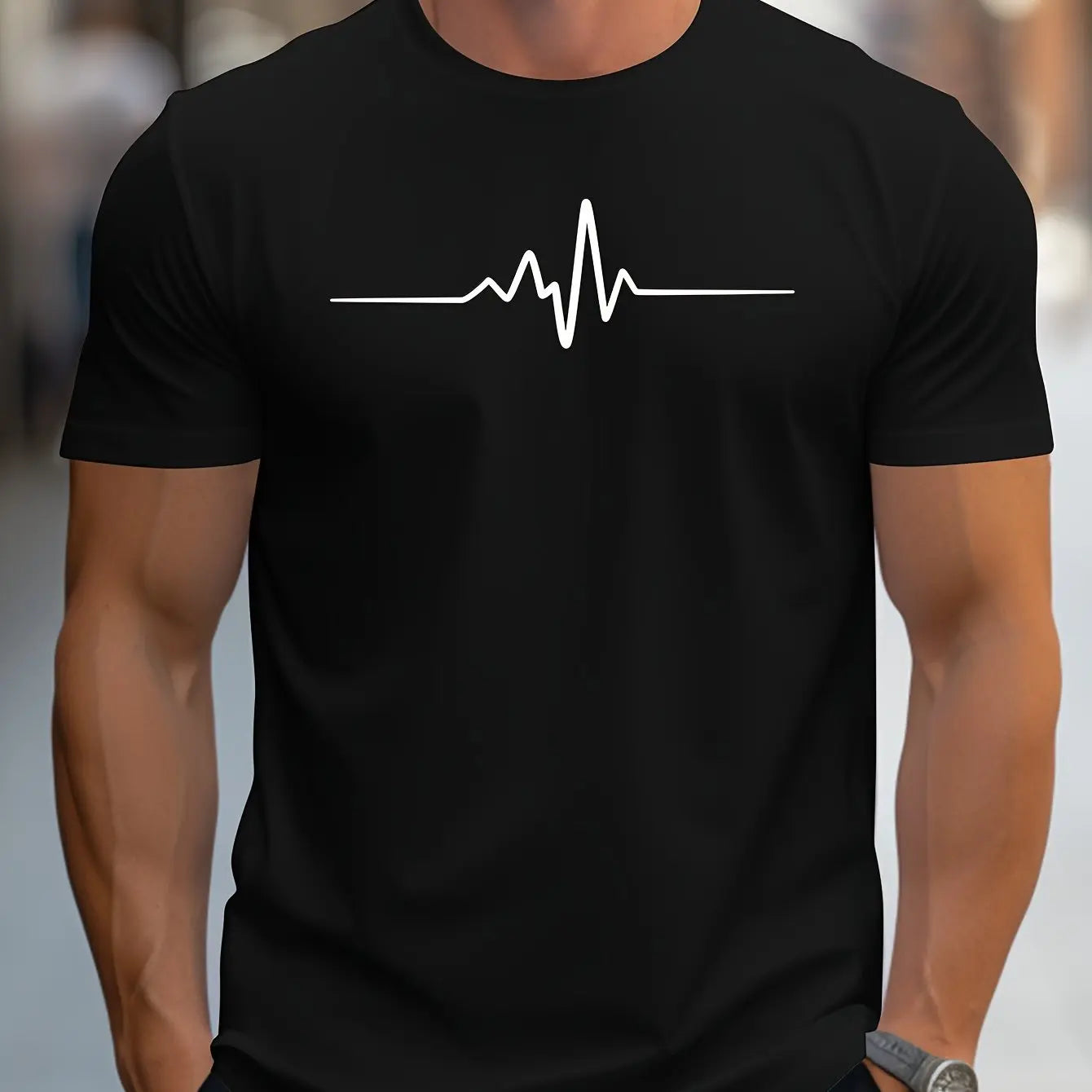 Men’s Slim Fit T-Shirt – Soft Knit – Crew Neck – Short Sleeve – Graphic Chest Print