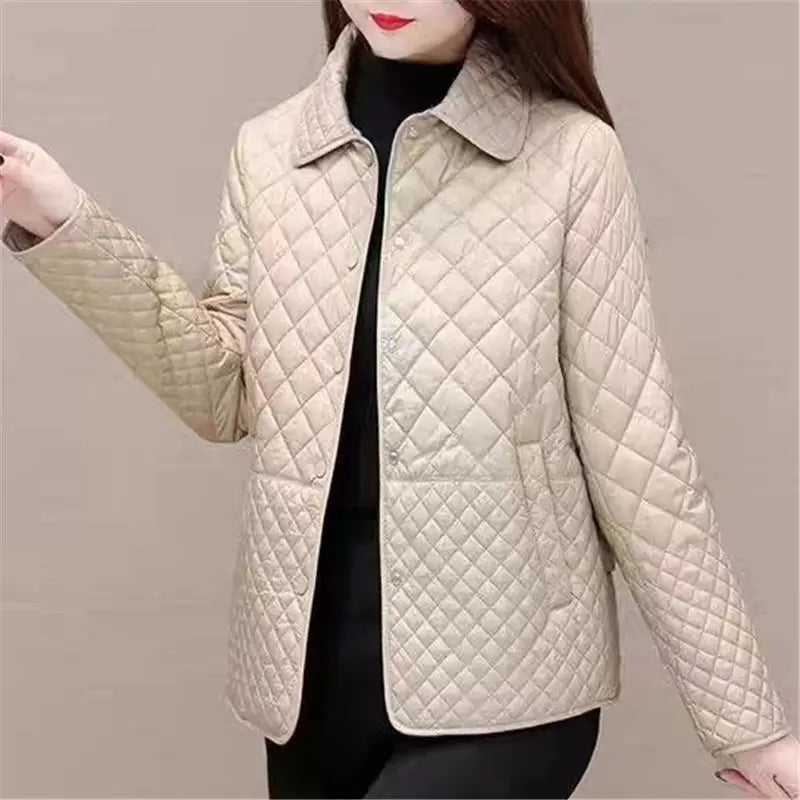 Women's winter checkered quilted jacket