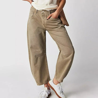 Women’s Wide-Leg Jeans – Relaxed Fit – Full Length – Breathable Natural Fibers