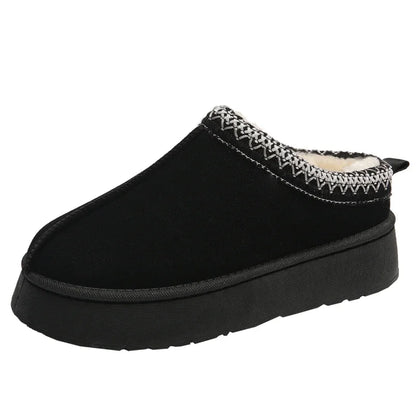 Women's fleece platform low snow boots