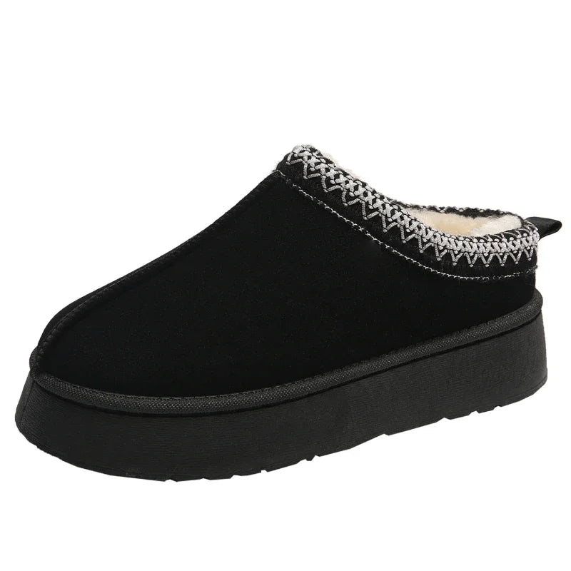 Women’s Snow Boots – Platform Sole – Fleece Upper – Faux Fur Lining – Ankle Length