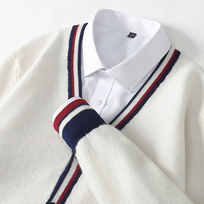 Men’s Cardigan –Knitted – Relaxed Fit – V-Neck – Button-Up – Ribbed Trim