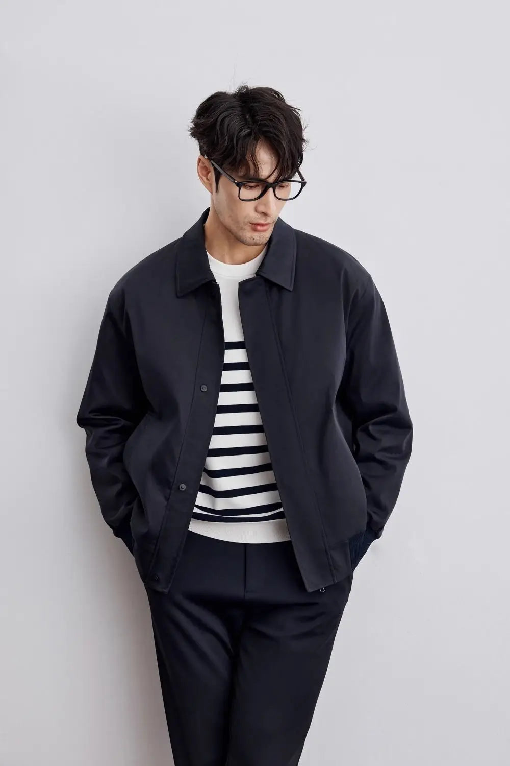 Men’s Jacket – Relaxed Fit – Classic Collar – Button Front – Ribbed Cuffs – Side Pockets
