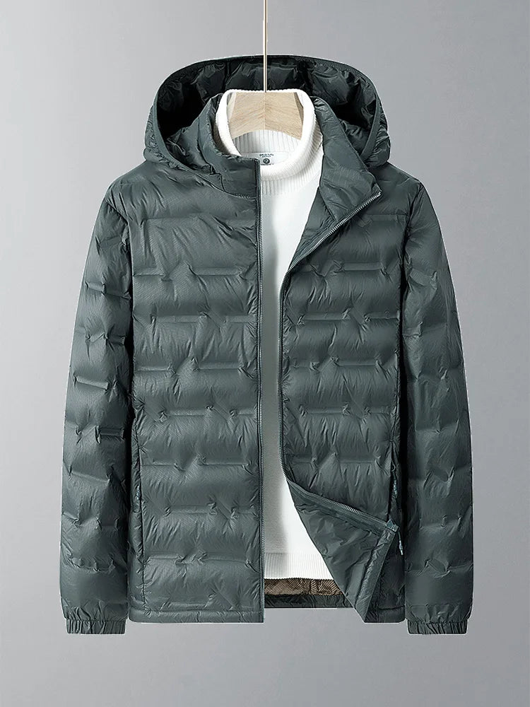 Men's casual lightweight winter jacket with hood