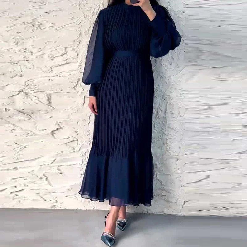 Pleated Midi Dress for Women – Elegant & Timeless Design