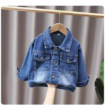 Boy kid autumn ripped denim jacket