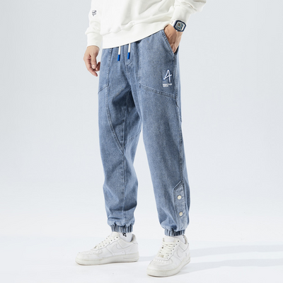 Men’s Denim Joggers – Relaxed Fit – Elastic Waist & Cuffs – Multi-Pocket Casual Wear