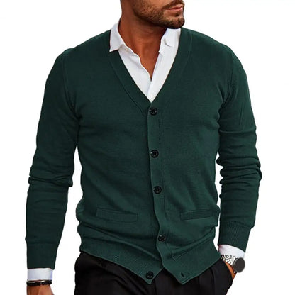 Men's casual knitted v-neck cardigan