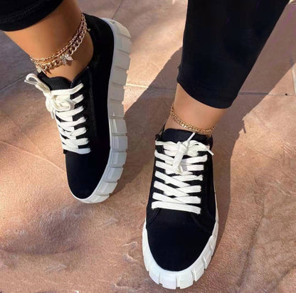 Women's Casual Lace-Up Sneakers - Lightweight & Comfortable