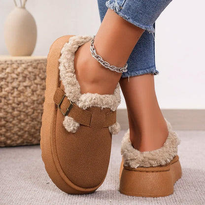 Retro fleece loafers for women