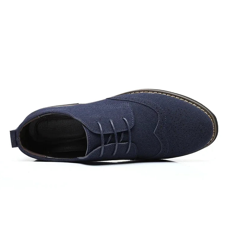 Men’s Oxford Shoes - Suede Finish - Brogue Detailing - Formal Smart Casual Wear
