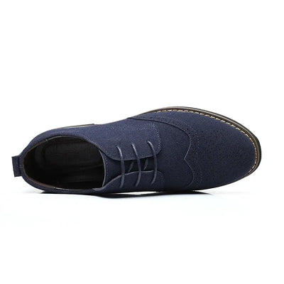 Men’s Oxford Shoes - Suede Finish - Brogue Detailing - Formal Smart Casual Wear