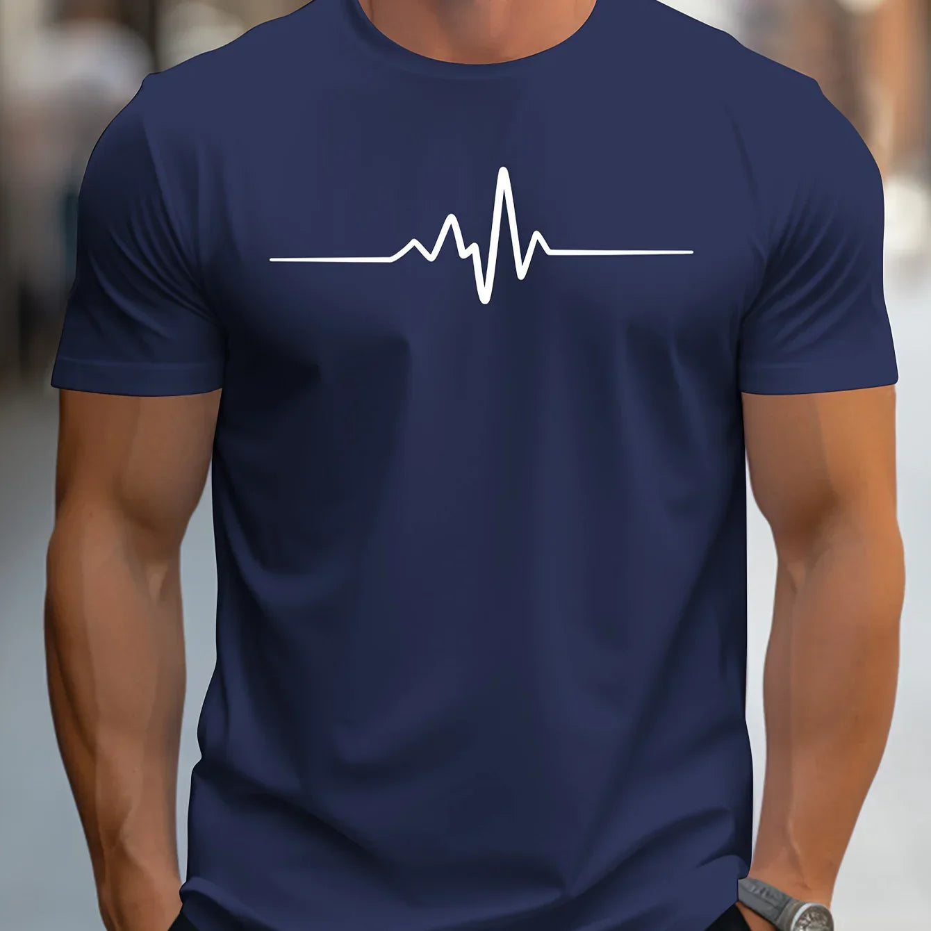 Men’s Slim Fit T-Shirt – Soft Knit – Crew Neck – Short Sleeve – Graphic Chest Print