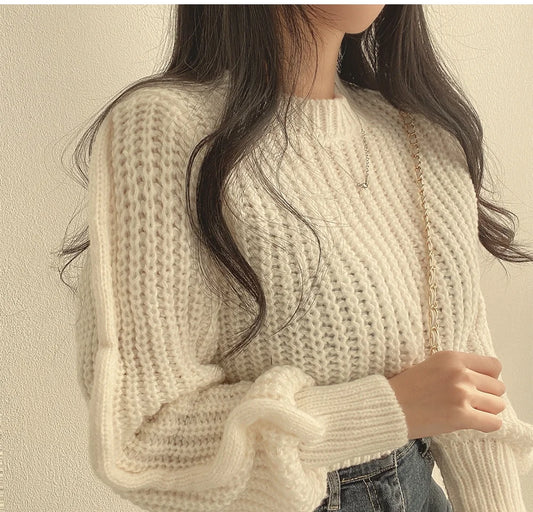 Women's elegant winter long sleeve pullover sweater