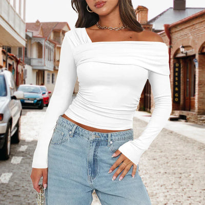 Off-Shoulder Ribbed Knit Top for Women