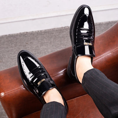 Men’s Patent Leather Loafers – Slip-On Formal Shoes – Elegant & Polished Finish