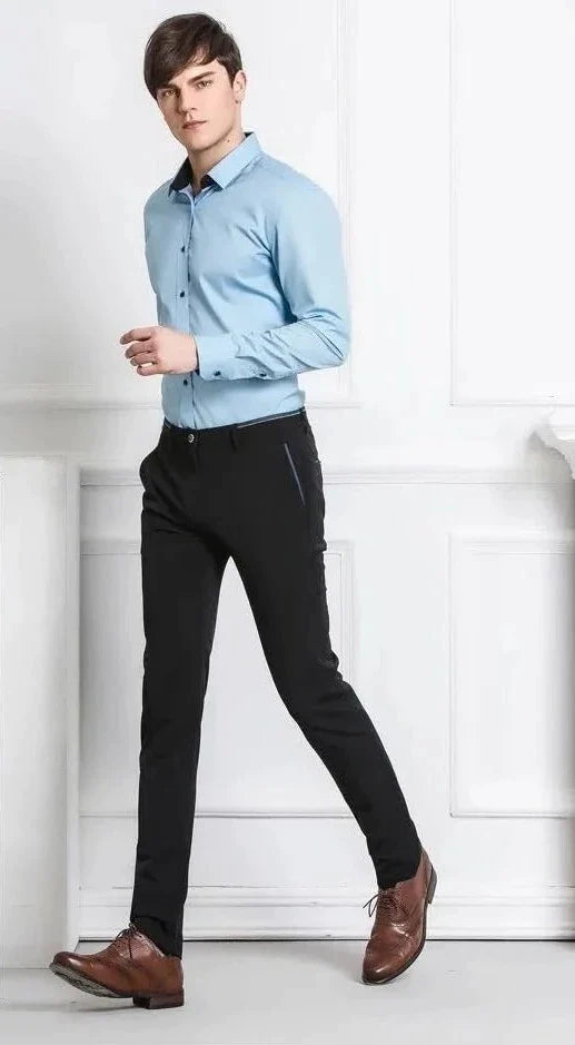Men's Dress Trousers - Slim Fit - Tailored Formal Wear - Belt Loops & Pockets