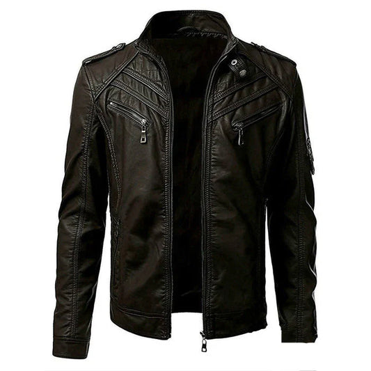 Men's biker style jacket with multiple pockets