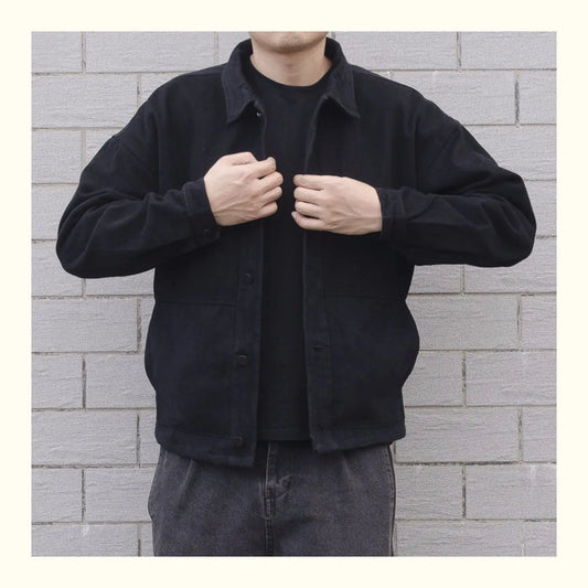 Men’s Denim Jacket – Relaxed Fit – Button Front – Turn-Down Collar – Casual Wear