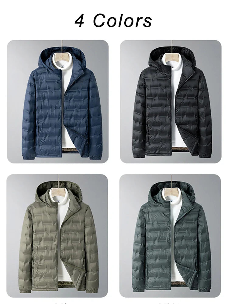 Men's casual lightweight winter jacket with hood