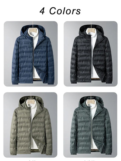 Men's casual lightweight winter jacket with hood