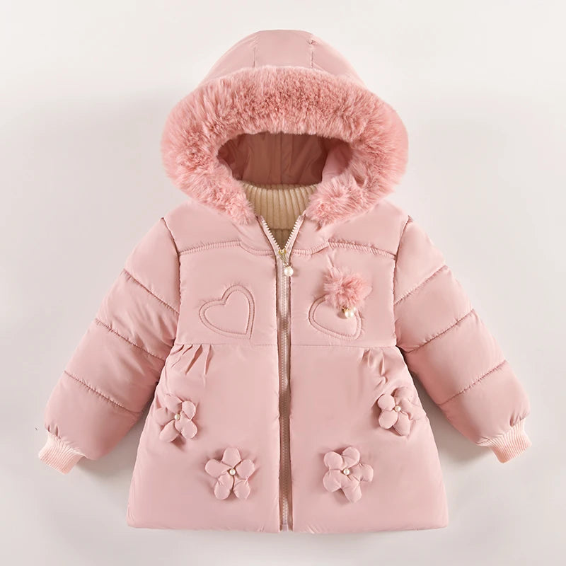 Women's casual outdoor coat with faux fur collar hood