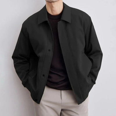 Men’s Jacket – Relaxed Fit – Classic Collar – Button Front – Ribbed Cuffs – Side Pockets