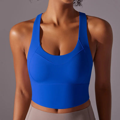 Women’s Sports Bra – Snug Fit – Racerback – Scoop Neck – Breathable Stretch Blend