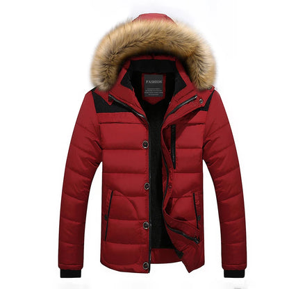 Men's stylish parka jacket with fur collar