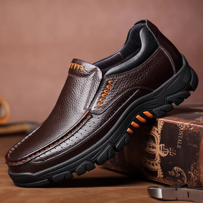 Men’s Loafers – Pebbled Leather – Slip-On – Cushioned Insole – Treaded Sole