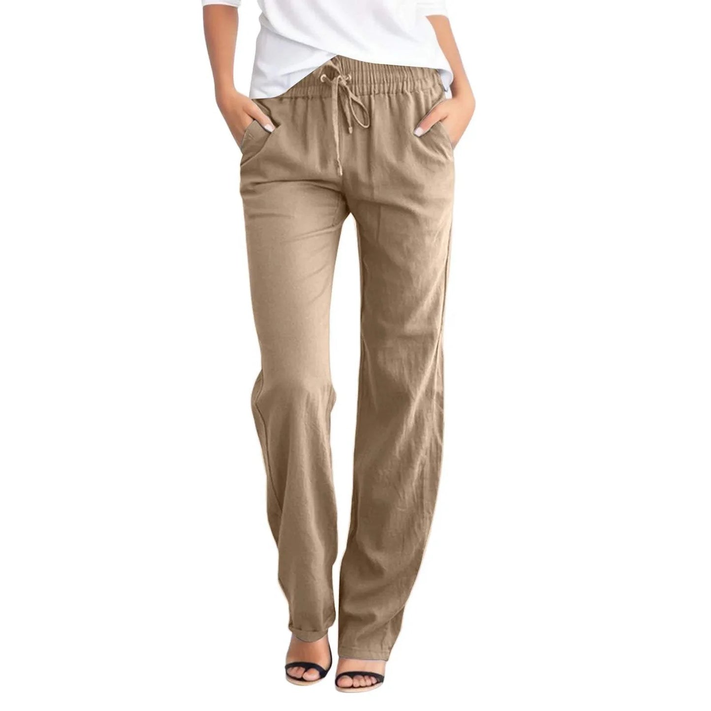 Women's Casual Trousers - Relaxed Fit - Elastic Waist - Breathable Lightweight Fabric