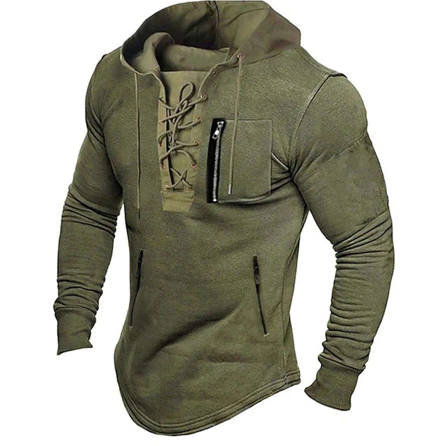 Vintage lace up hoodie for men