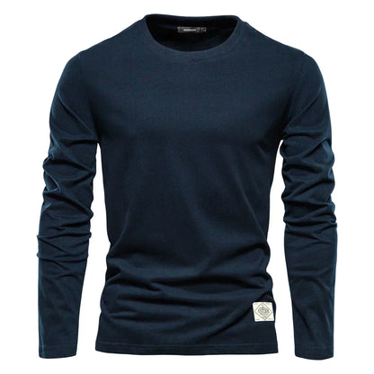 Long-sleeve casual crewneck tee for men