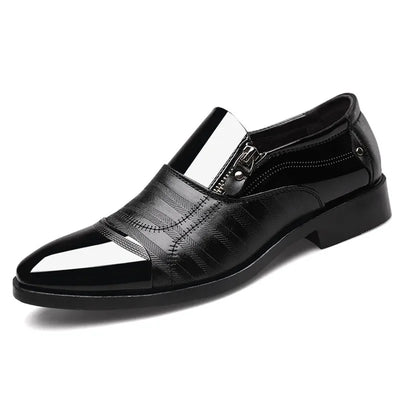 Men’s Dress Shoes - Pointed Toe - Side Zip Closure - Polished Finish - Breathable Formal Wear