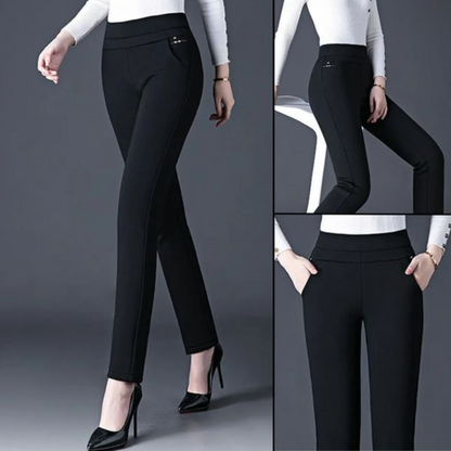 Women's straight pants with elastic high waist